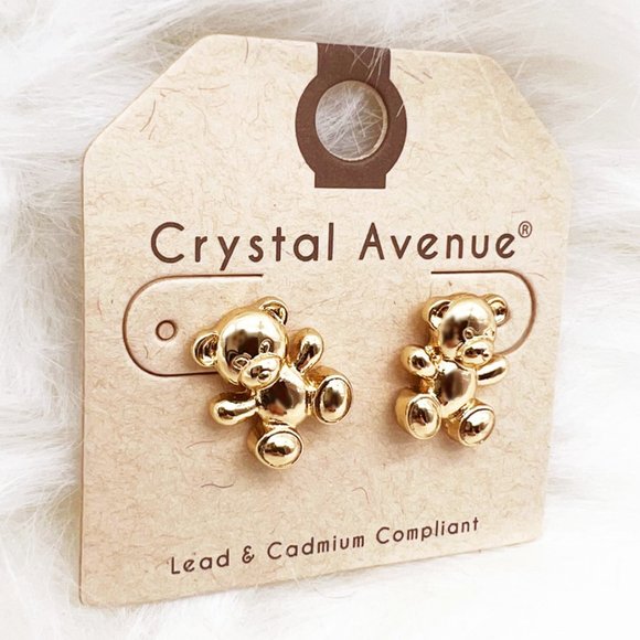 NEW Cuddly Teddy Bear Dainty Cute Kawaii Angelcore Stud Earrings Gold or Silver - Picture 3 of 15